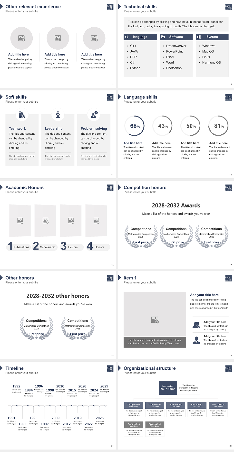 Bath Spa University Resume PPT Template_Slide preview image3