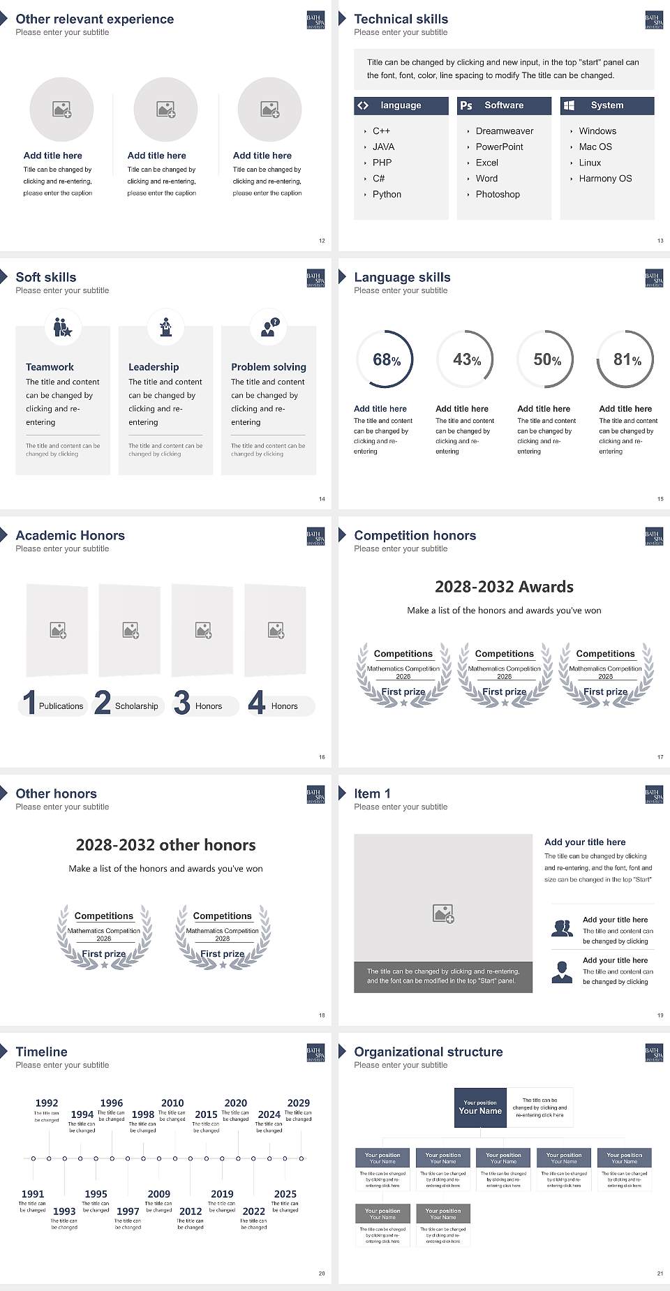 Bath Spa University Resume PPT Template4:3 ratio PPT effect preview image3
