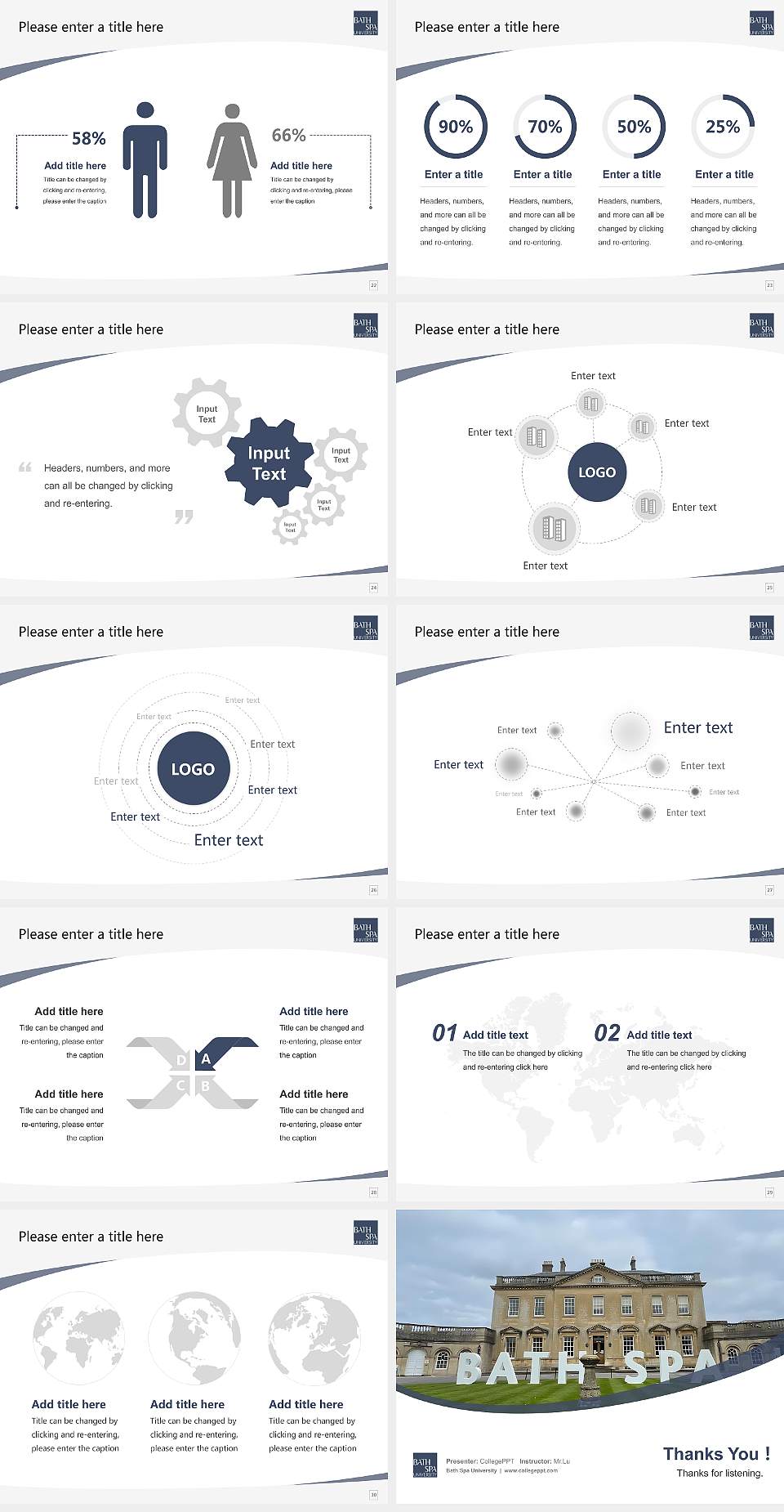 Bath Spa University Course/Courseware Creation PPT Template4:3 ratio PPT effect preview image4