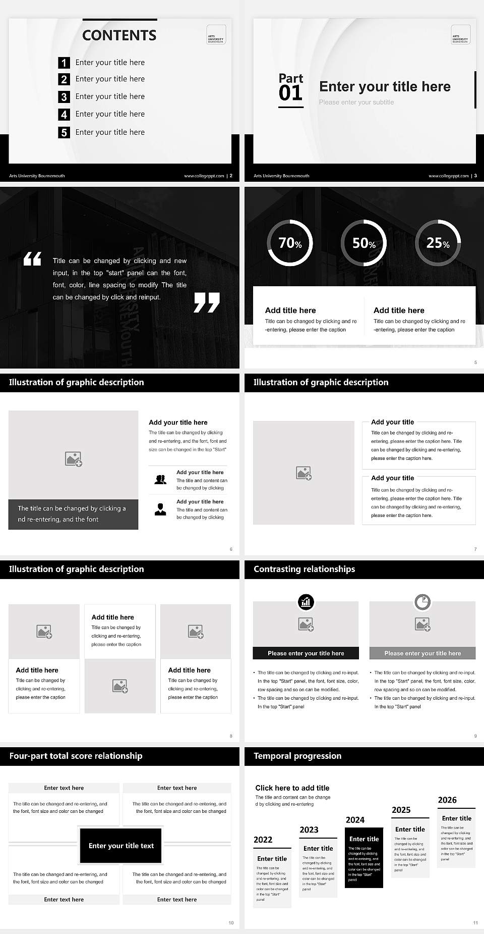 Arts University Bournemouth Thesis Proposal/Graduation Defense PPT Template4:3 ratio PPT effect preview image2