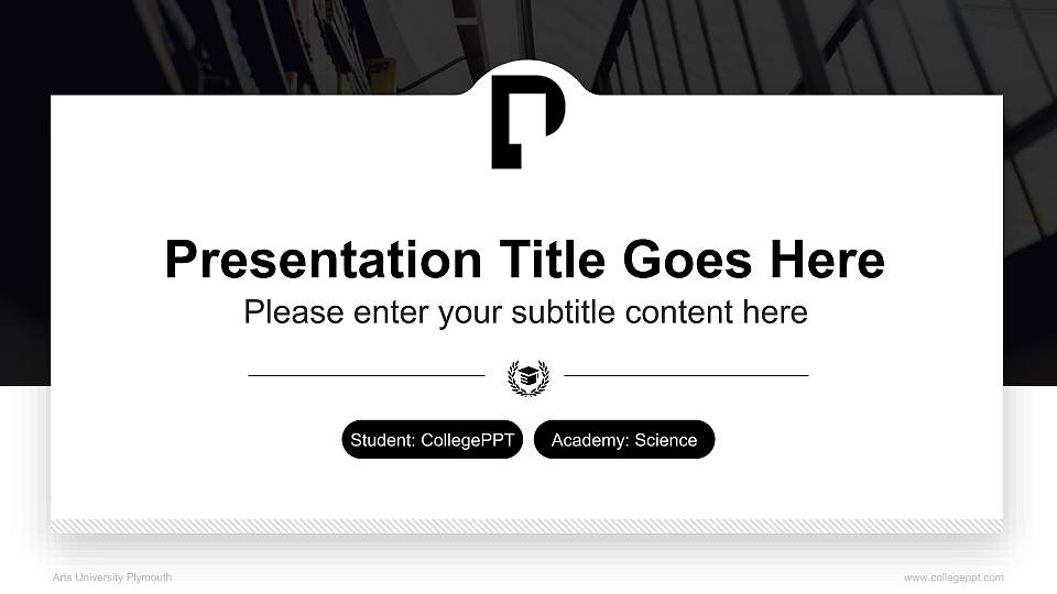 Arts University Plymouth National Scholarship Defense PPT Template16:9 ratio PPT effect preview image