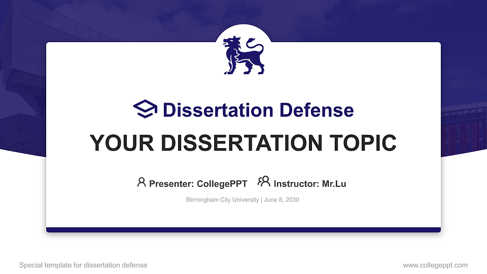 Birmingham City University Graduation Thesis Defense PPT Template_Slide preview image1