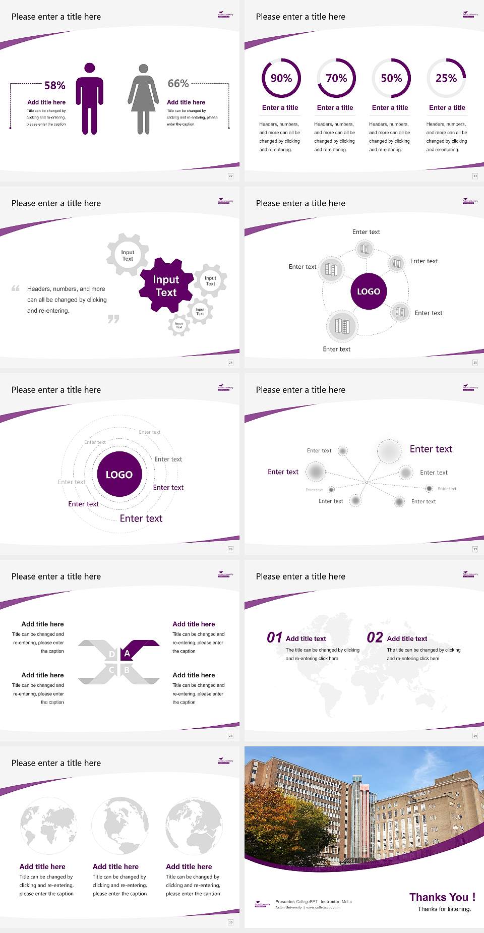 Aston University Course/Courseware Creation PPT Template4:3 ratio PPT effect preview image4