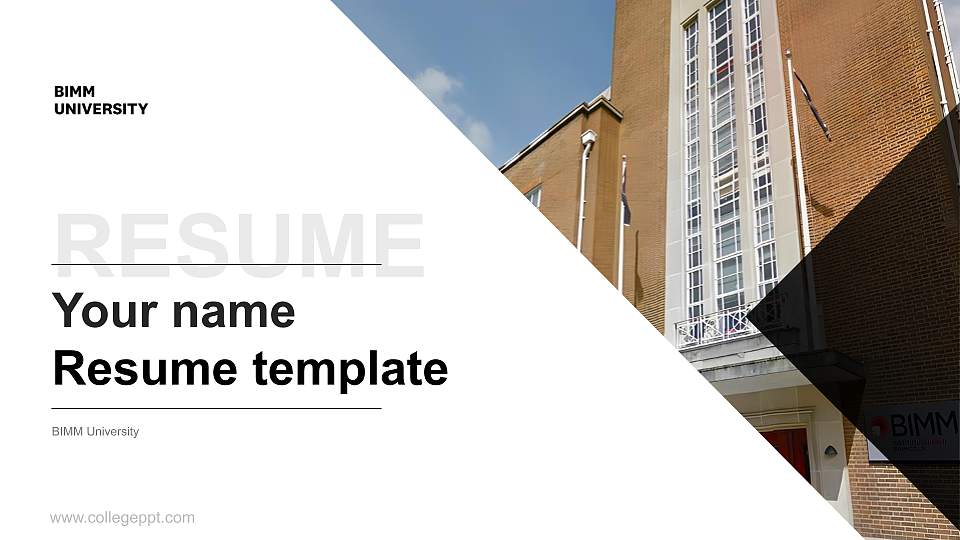BIMM University Resume PPT Template16:9 ratio PPT effect preview image
