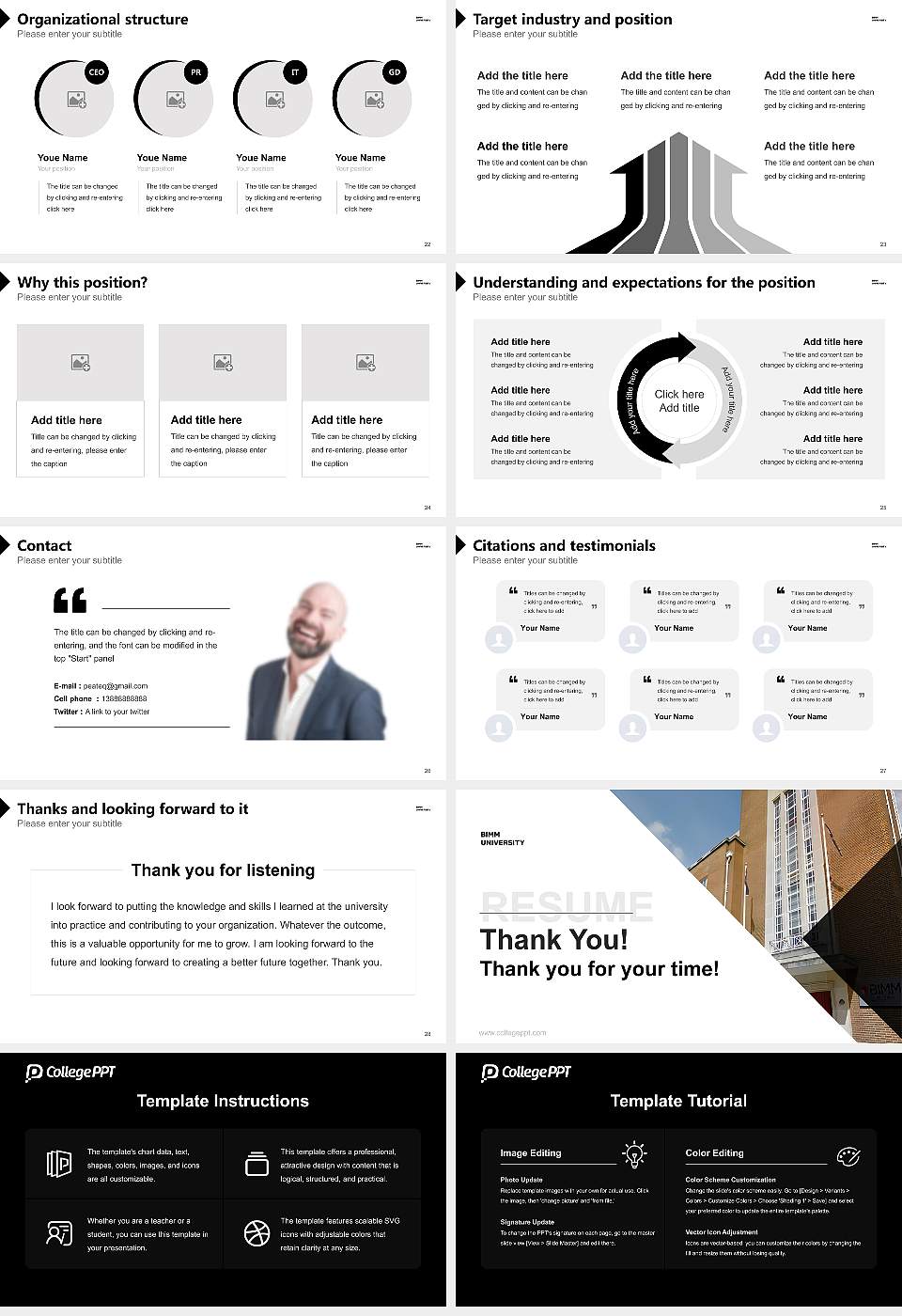 BIMM University Resume PPT Template16:9 ratio PPT effect preview image4
