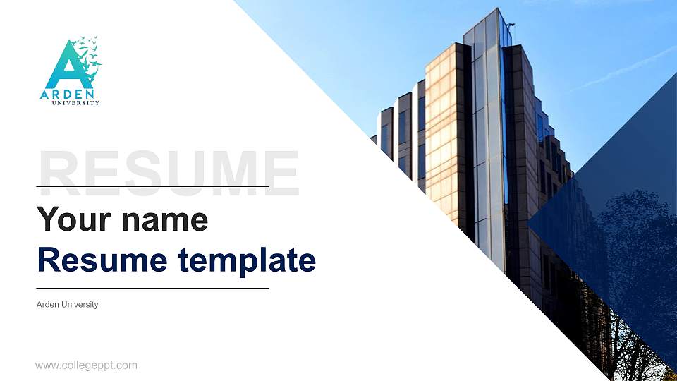 Arden University Resume PPT Template16:9 ratio PPT effect preview image