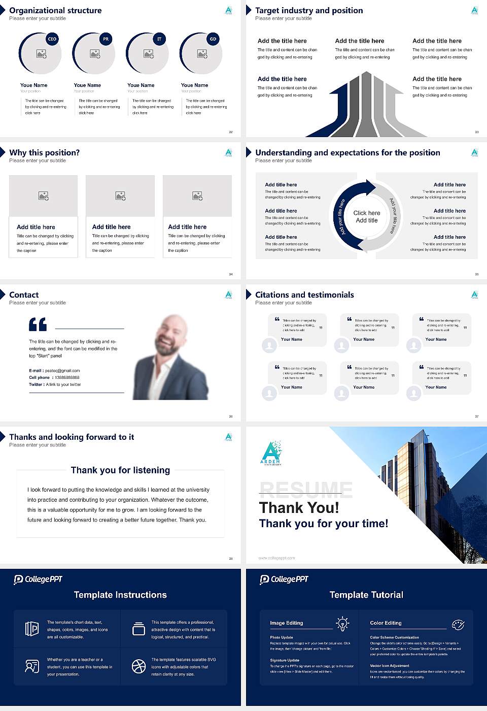Arden University Resume PPT Template16:9 ratio PPT effect preview image4