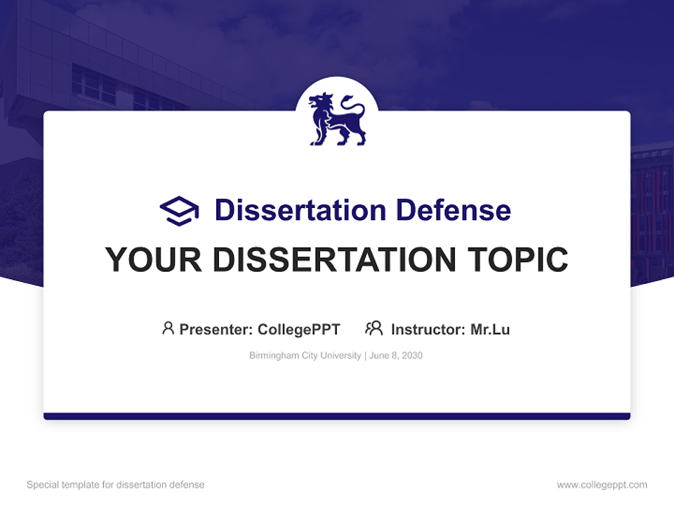 Birmingham City University Graduation Thesis Defense PPT Template_Slide preview image1