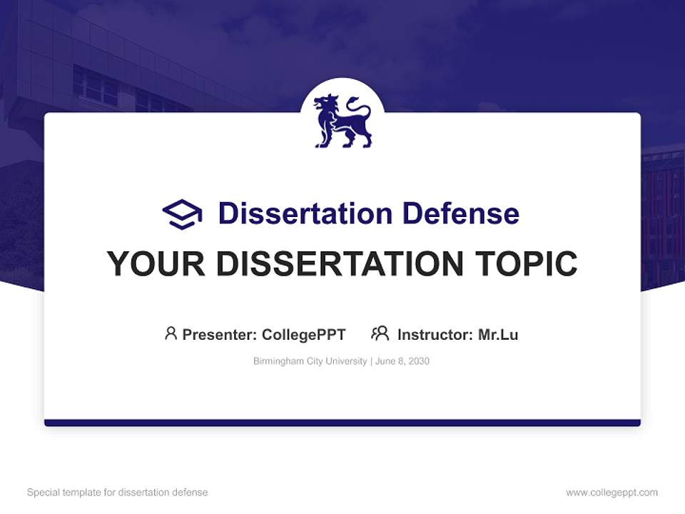 Birmingham City University Graduation Thesis Defense PPT Template4:3 ratio PPT effect preview image7