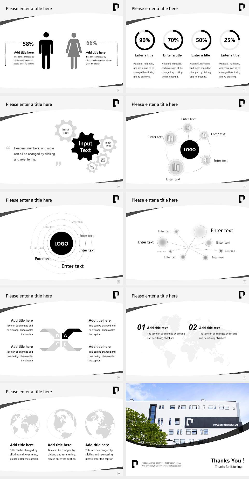 Arts University Plymouth Course/Courseware Creation PPT Template4:3 ratio PPT effect preview image4