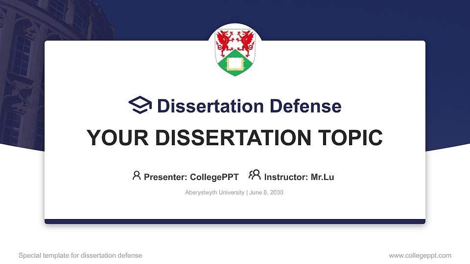 Aberystwyth University Graduation Thesis Defense PPT Template16:9 ratio PPT effect preview image1