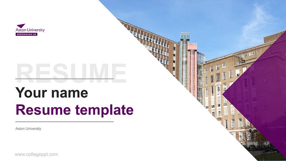 Aston University Resume PPT Template16:9 ratio PPT effect preview image