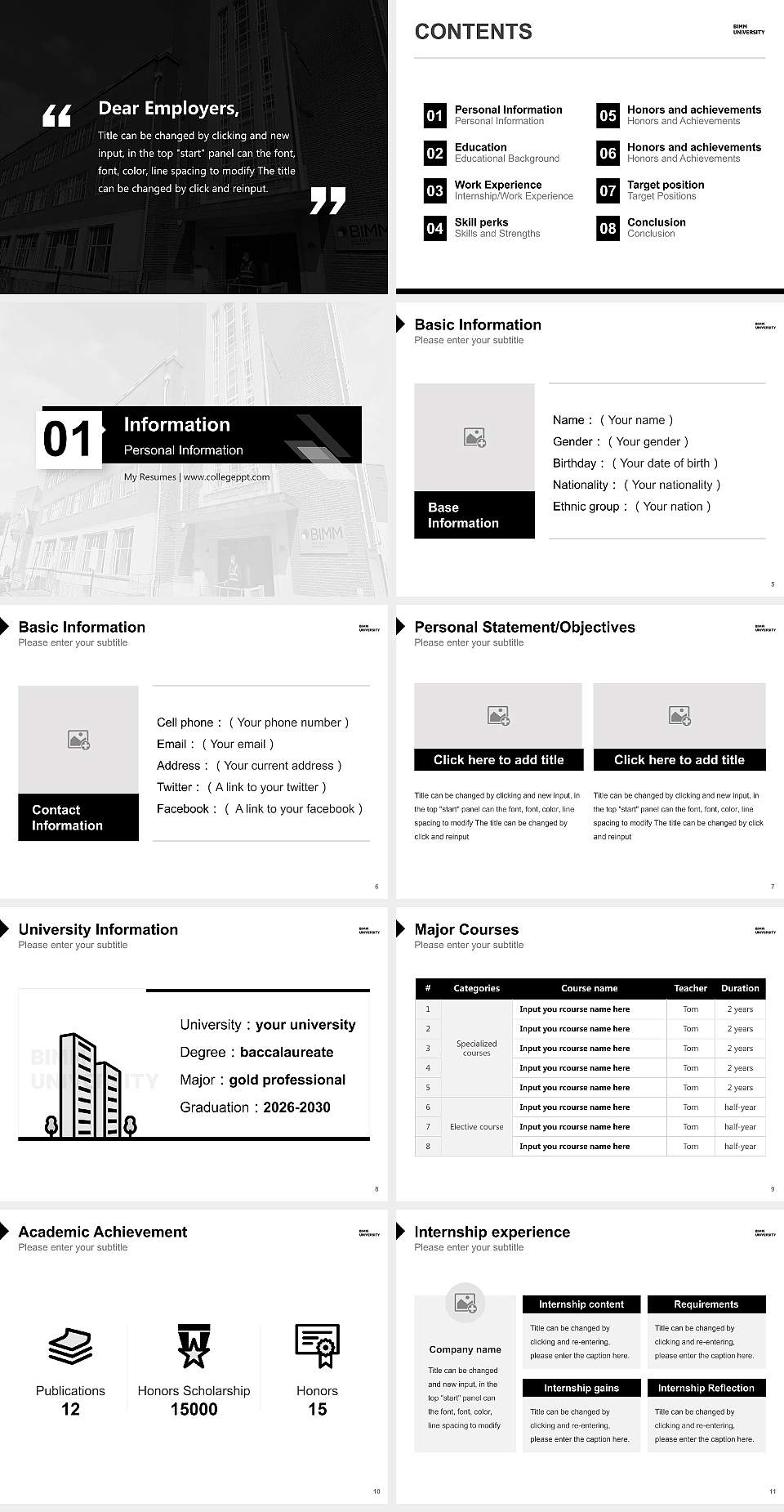BIMM University Resume PPT Template4:3 ratio PPT effect preview image2