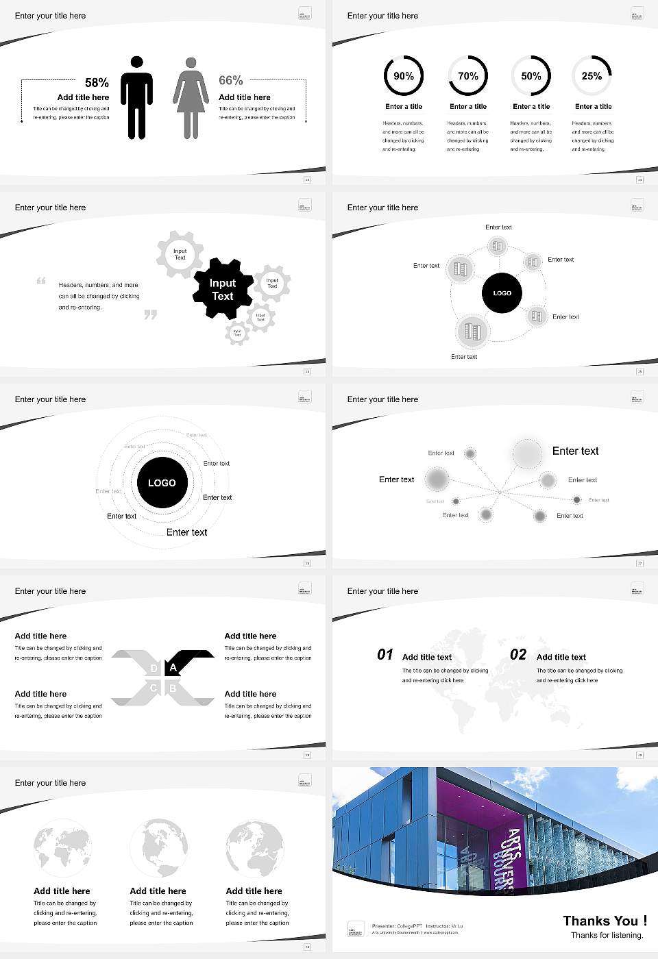 Arts University Bournemouth Course/Courseware Creation PPT Template16:9 ratio PPT effect preview image4
