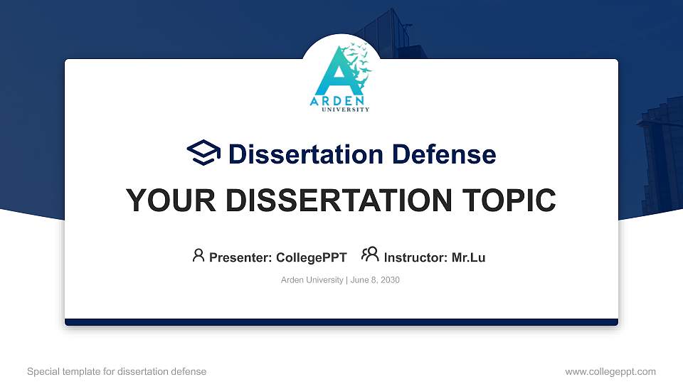 Arden University Graduation Thesis Defense PPT Template16:9 ratio PPT effect preview image