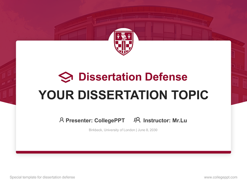 Birkbeck, University of London Graduation Thesis Defense PPT Template_Slide preview image1