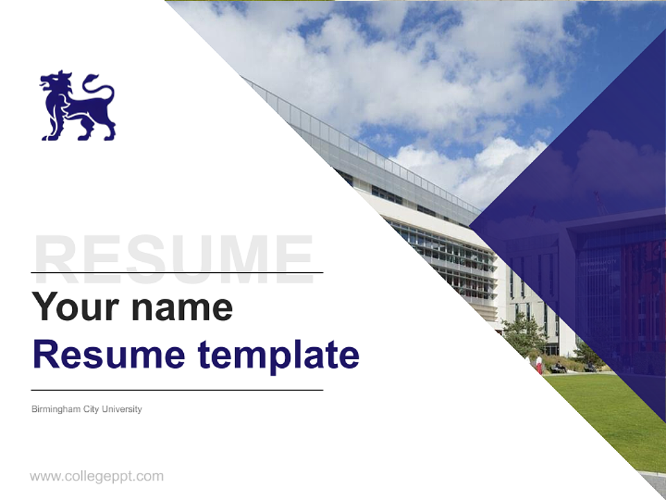 Birmingham City University Resume PPT Template_Slide preview image1