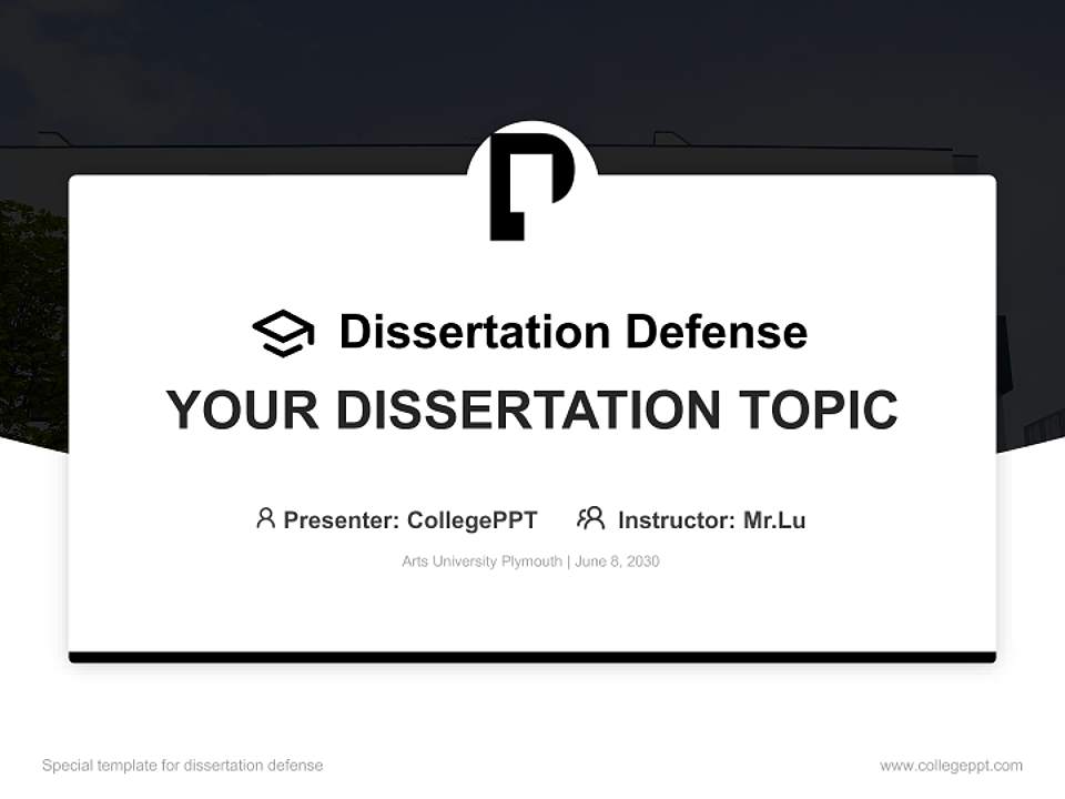 Arts University Plymouth Graduation Thesis Defense PPT Template4:3 ratio PPT effect preview image7