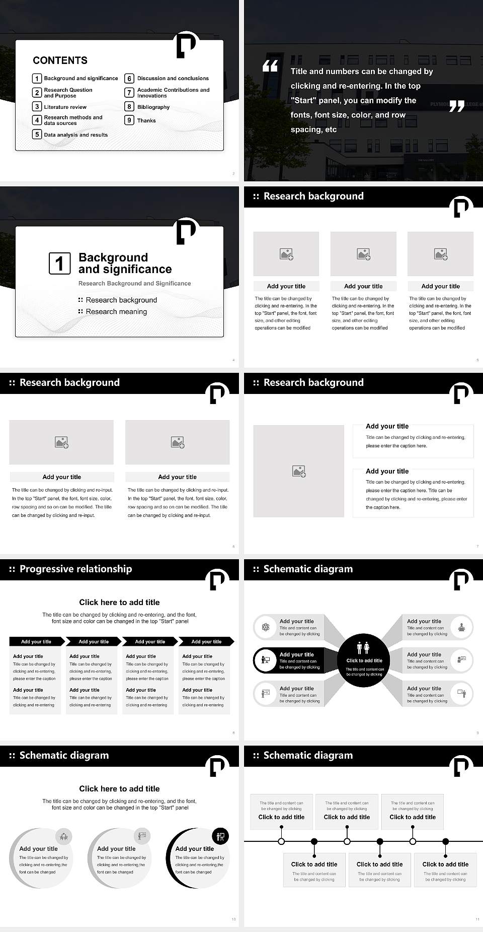 Arts University Plymouth Graduation Thesis Defense PPT Template4:3 ratio PPT effect preview image2