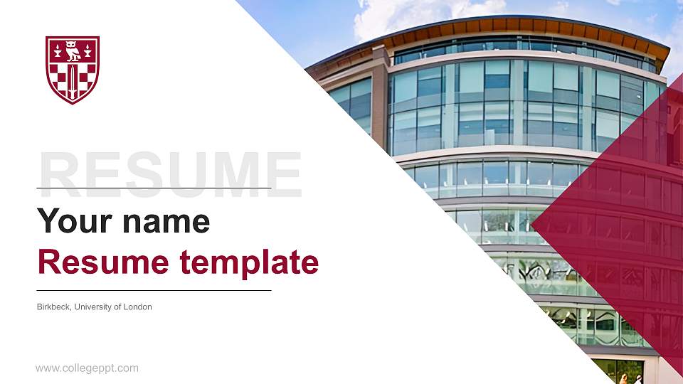 Birkbeck, University of London Resume PPT Template16:9 ratio PPT effect preview image