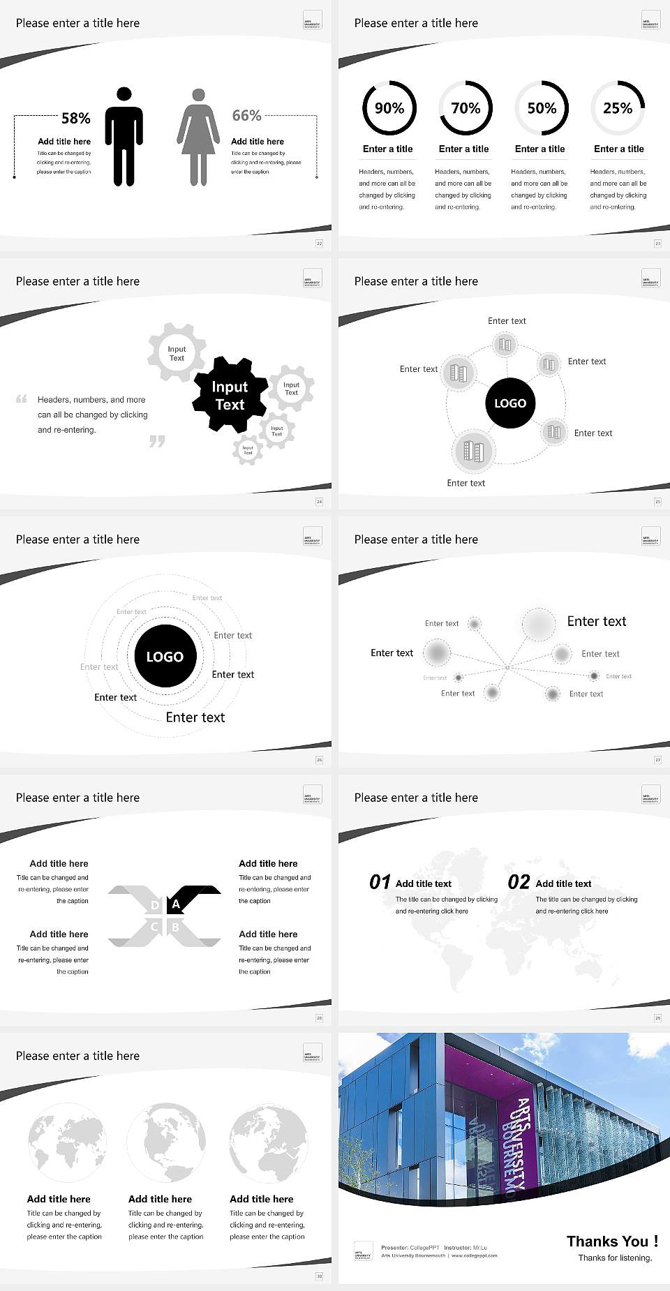 Arts University Bournemouth Course/Courseware Creation PPT Template4:3 ratio PPT effect preview image4