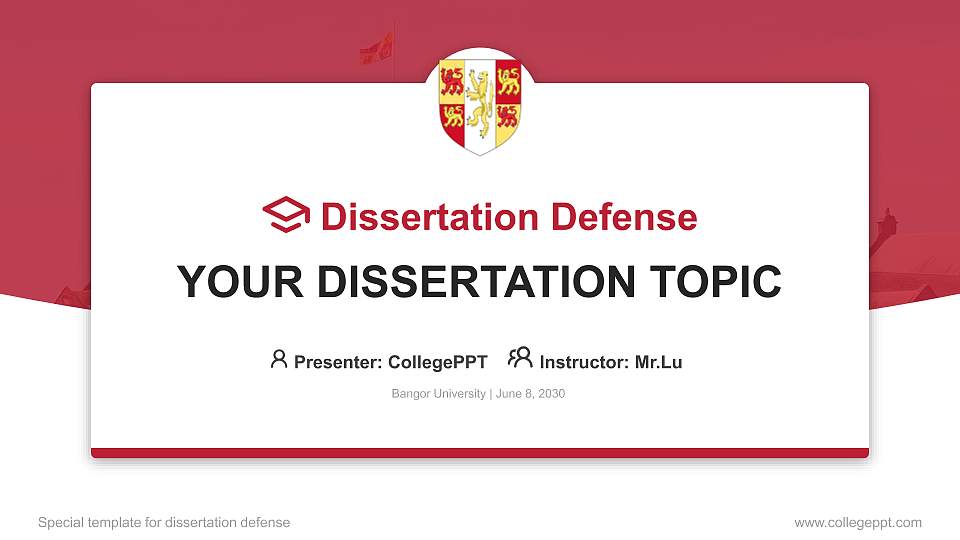 Bangor University Graduation Thesis Defense PPT Template16:9 ratio PPT effect preview image