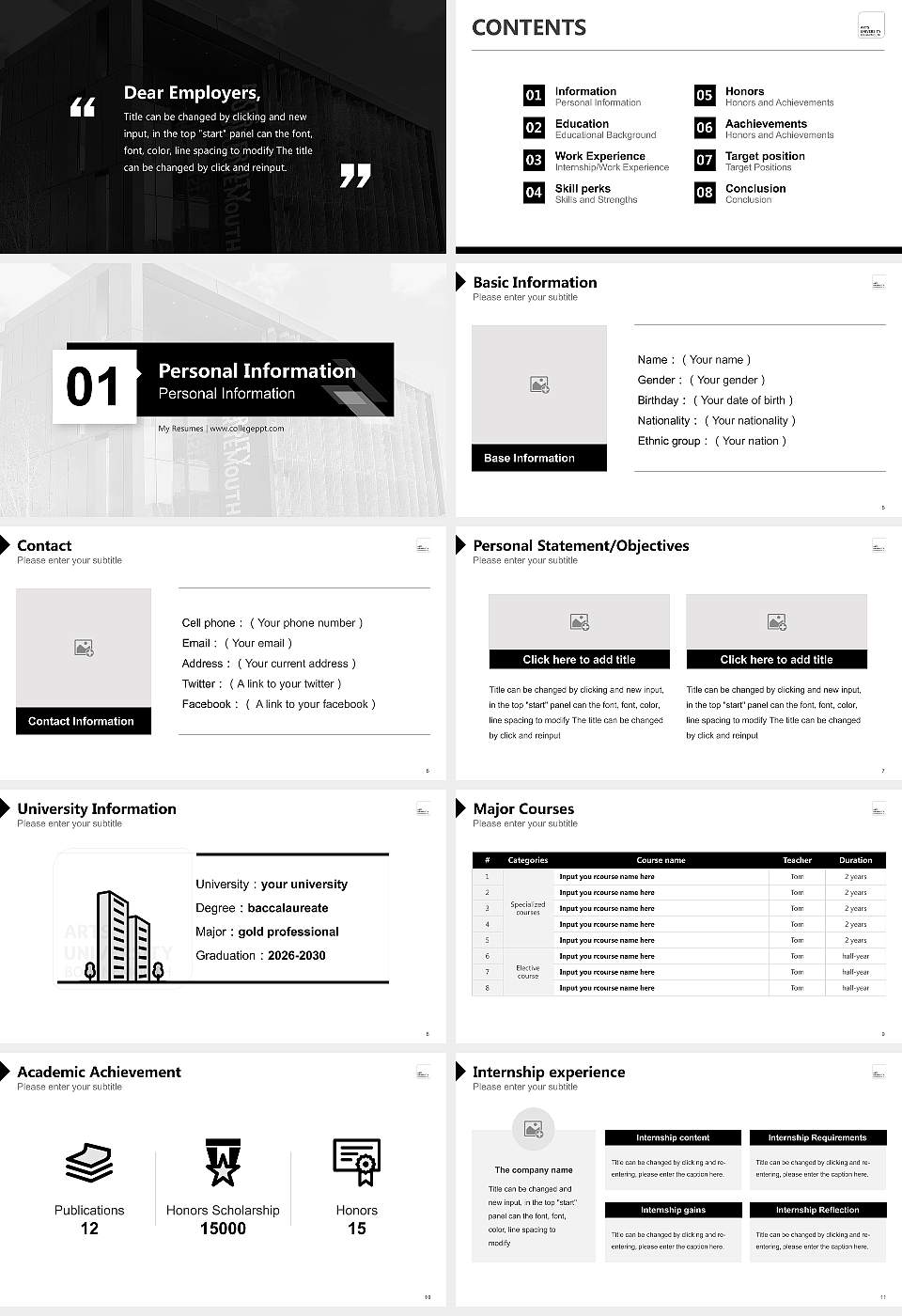 Arts University Bournemouth Resume PPT Template16:9 ratio PPT effect preview image2