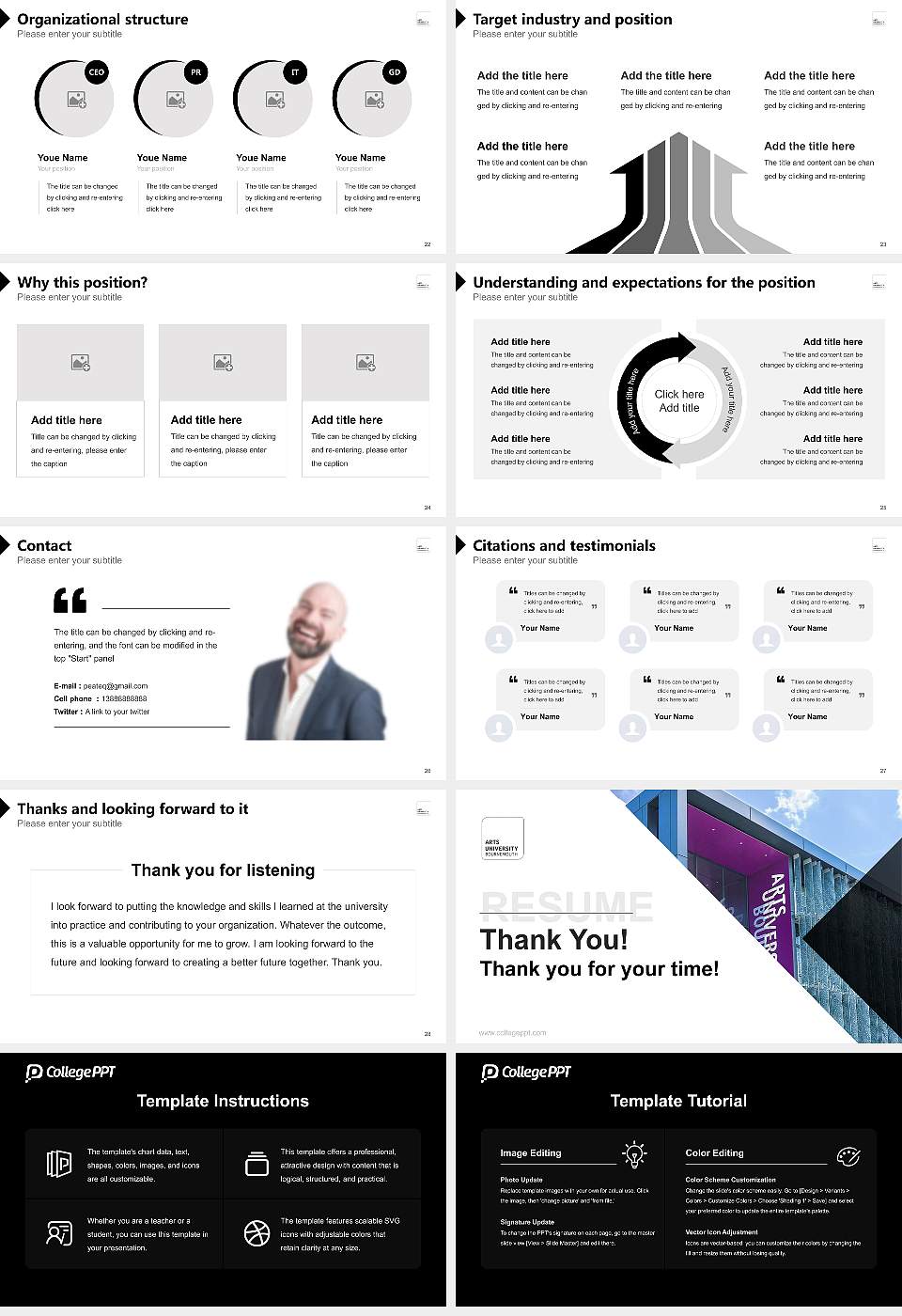 Arts University Bournemouth Resume PPT Template16:9 ratio PPT effect preview image4