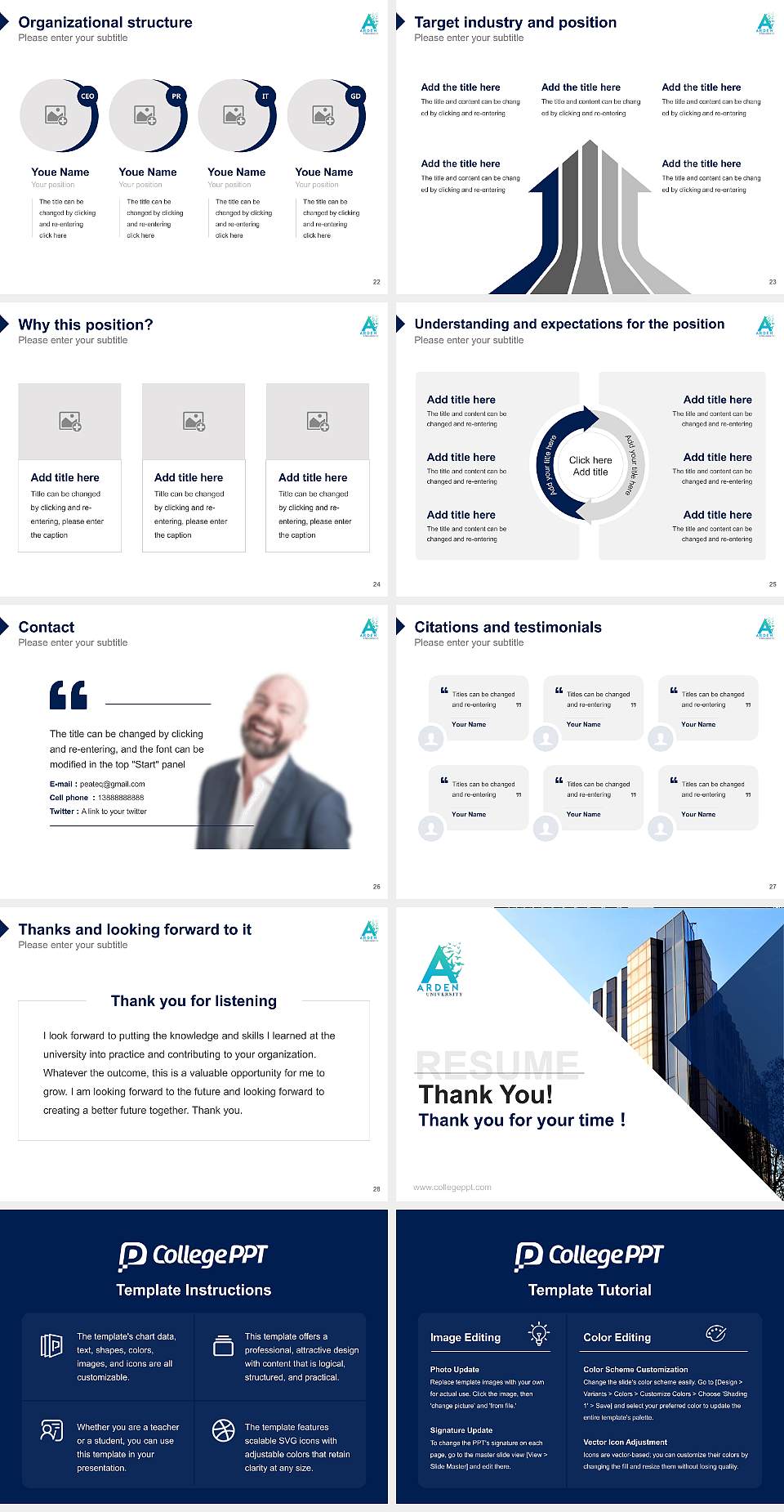Arden University Resume PPT Template4:3 ratio PPT effect preview image4