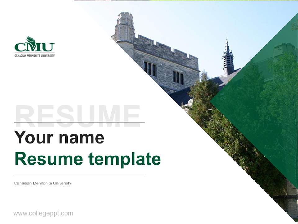 Canadian Mennonite University Resume PPT Template4:3 ratio PPT effect preview image5