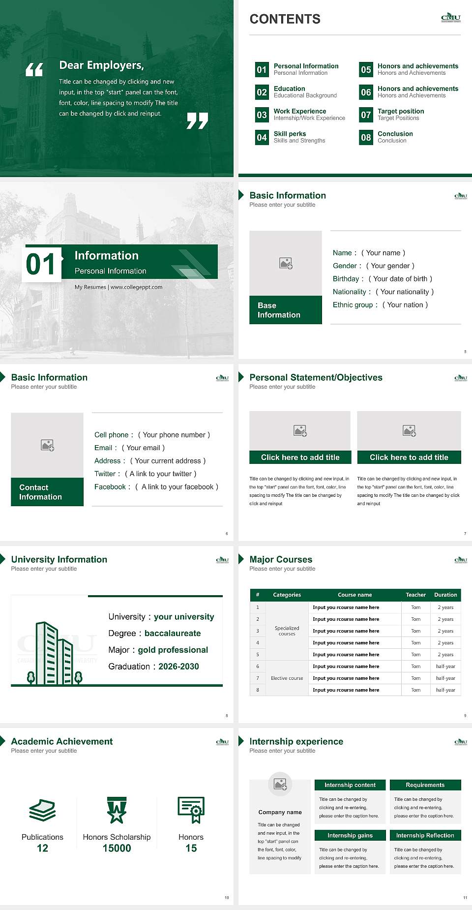 Canadian Mennonite University Resume PPT Template4:3 ratio PPT effect preview image2