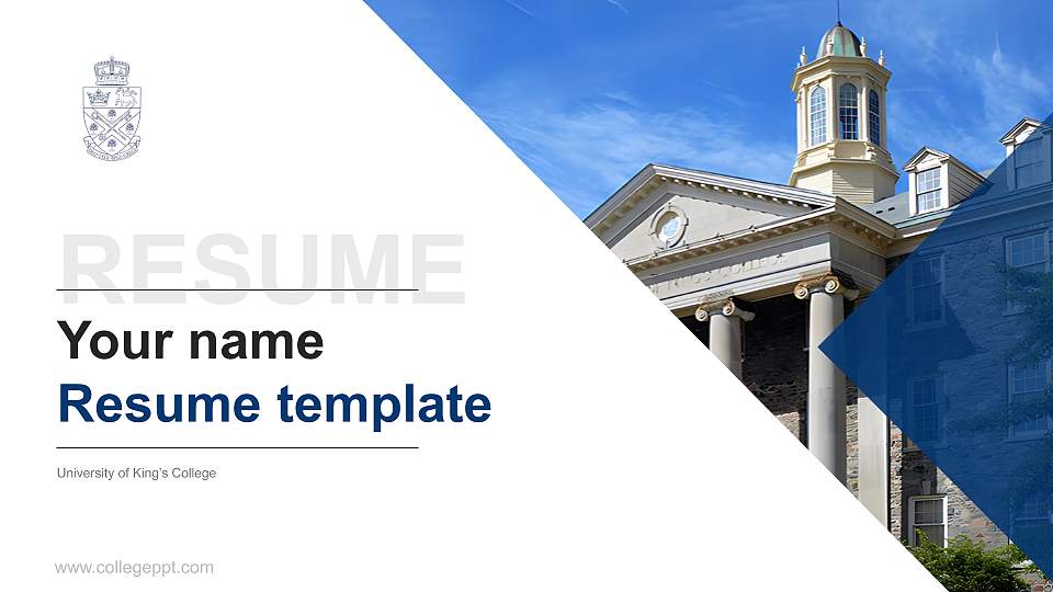 University of King’s College Resume PPT Template16:9 ratio PPT effect preview image