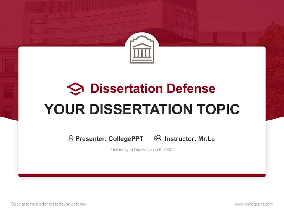 University of Ottawa Graduation Thesis Defense PPT Template4:3 ratio PPT effect preview image7