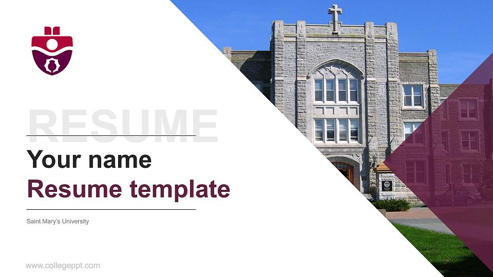 Saint Mary’s University Resume PPT Template16:9 ratio PPT effect preview image