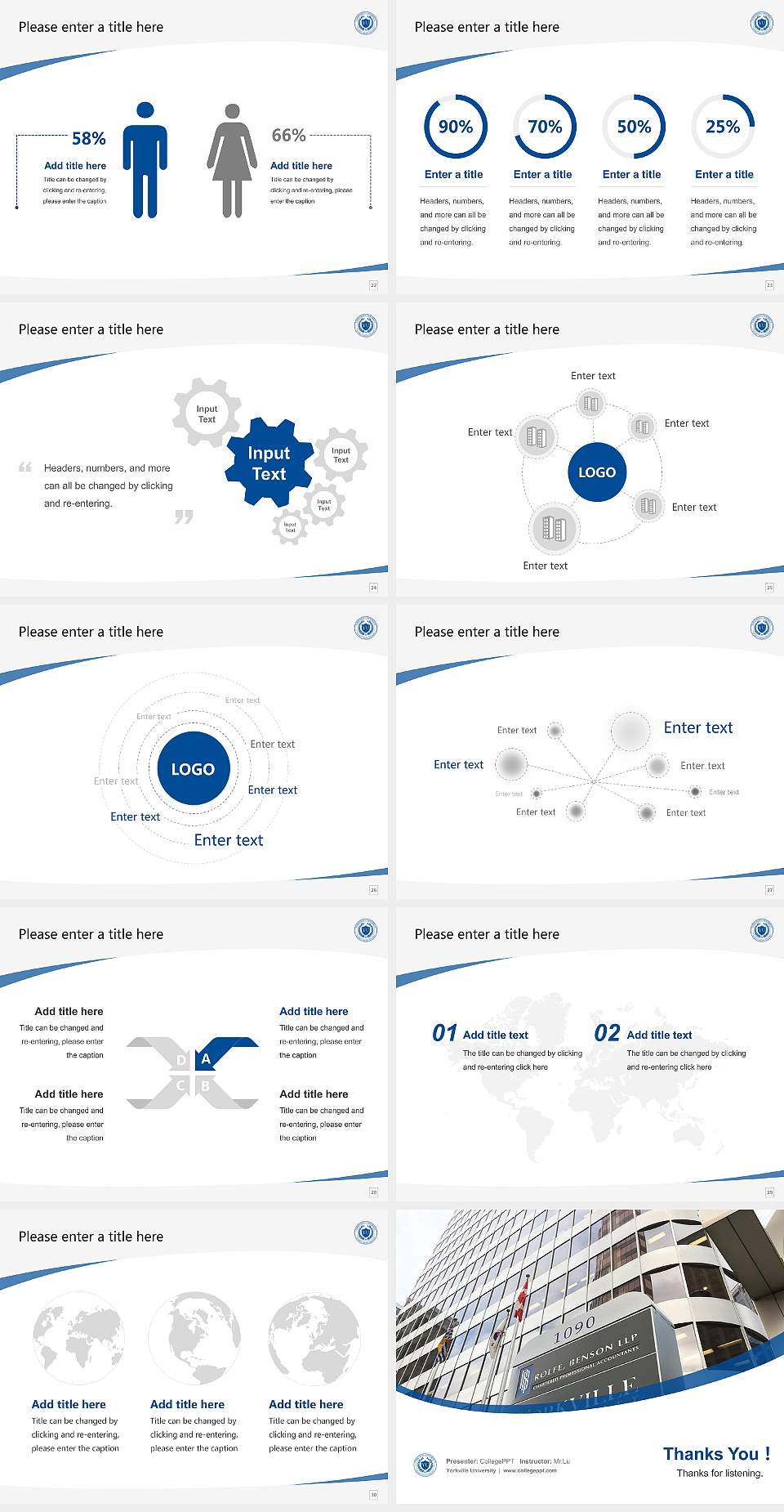 Yorkville University Course/Courseware Creation PPT Template4:3 ratio PPT effect preview image4