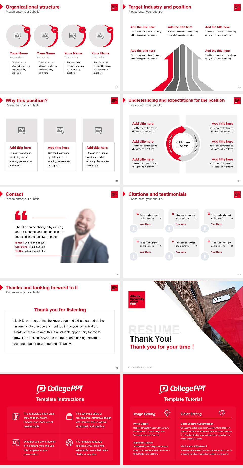 Alberta University of the Arts Resume PPT Template4:3 ratio PPT effect preview image4