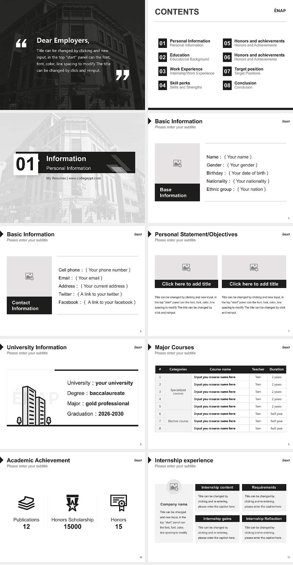 National School of Public Administration Resume PPT Template4:3 ratio PPT effect preview image2