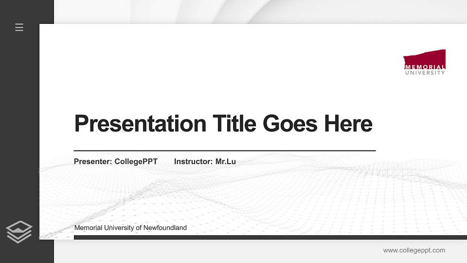 Memorial University of Newfoundland Thesis Proposal/Graduation Defense PPT Template16:9 ratio PPT effect preview image