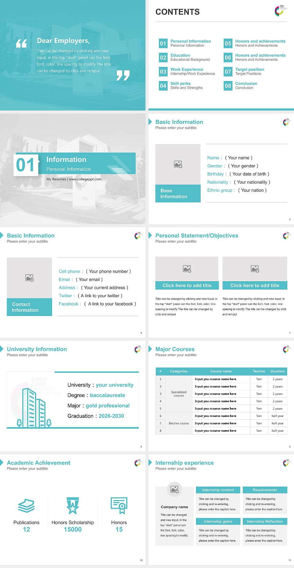 Emily Carr University of Art and Design Resume PPT Template4:3 ratio PPT effect preview image2