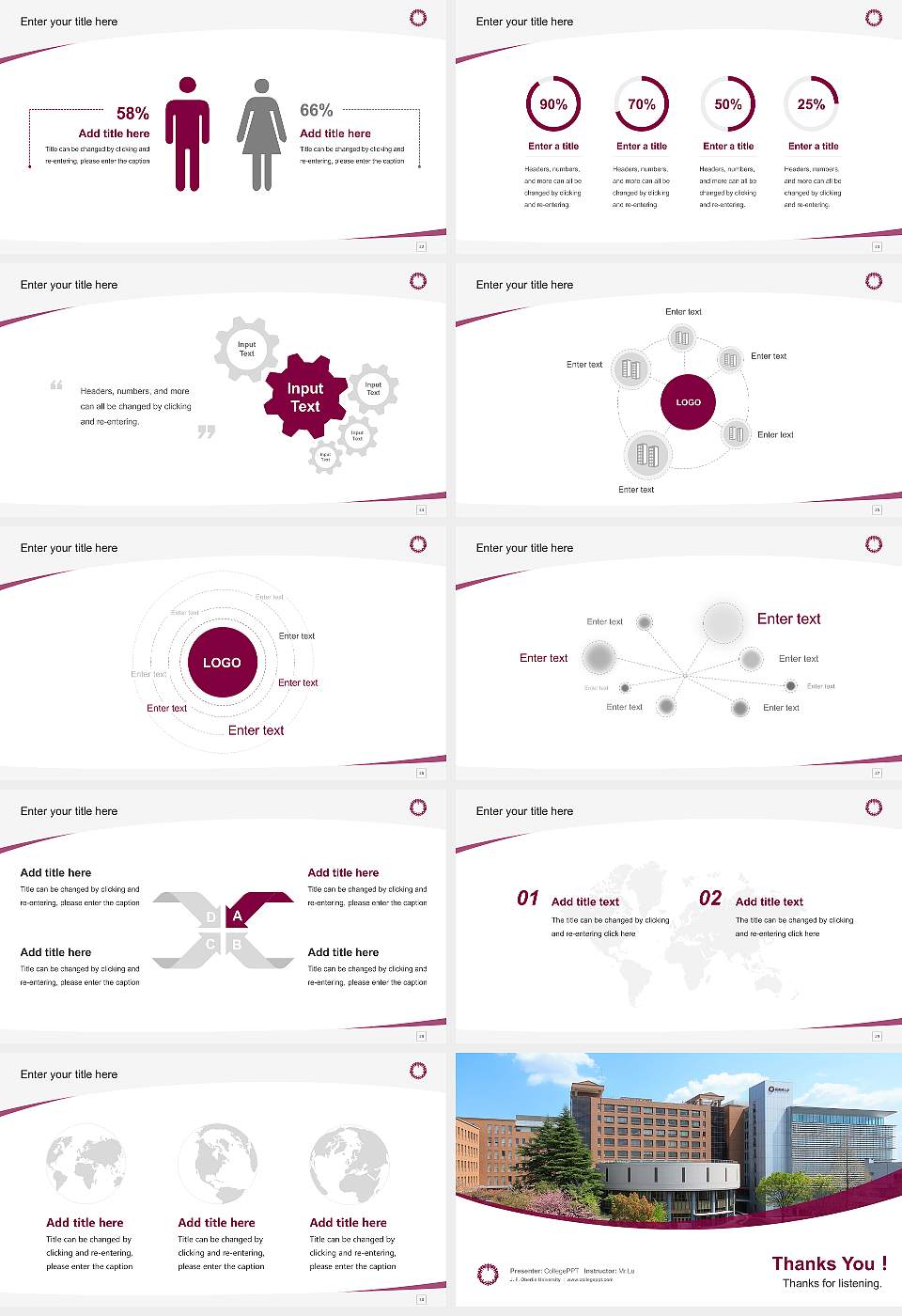 J. F. Oberlin University Course/Courseware Creation PPT Template16:9 ratio PPT effect preview image4