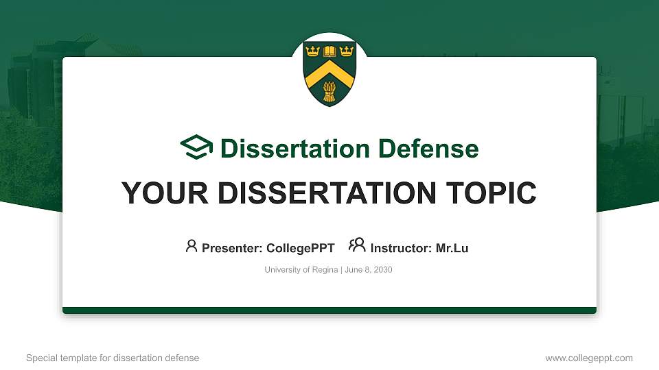 University of Regina Graduation Thesis Defense PPT Template16:9 ratio PPT effect preview image