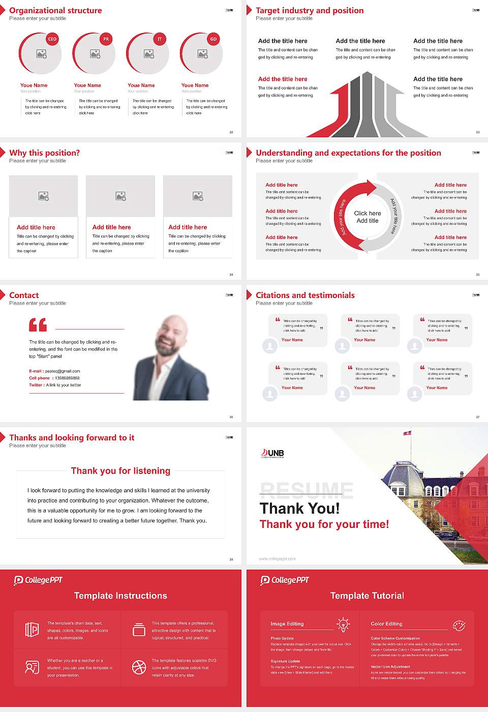 University of New Brunswick Resume PPT Template16:9 ratio PPT effect preview image4