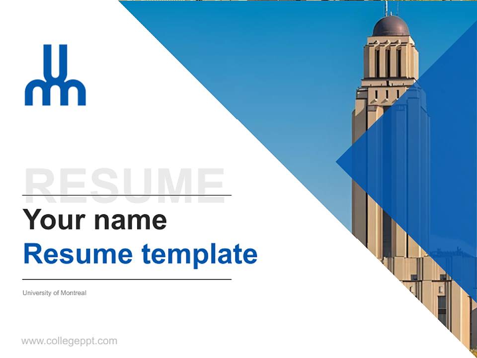 University of Montreal Resume PPT Template4:3 ratio PPT effect preview image5