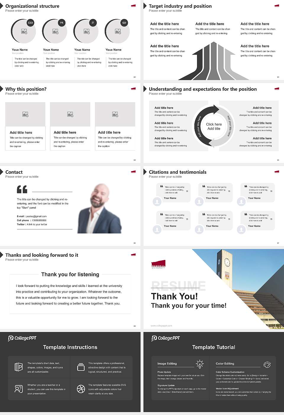 Memorial University of Newfoundland Resume PPT Template16:9 ratio PPT effect preview image4