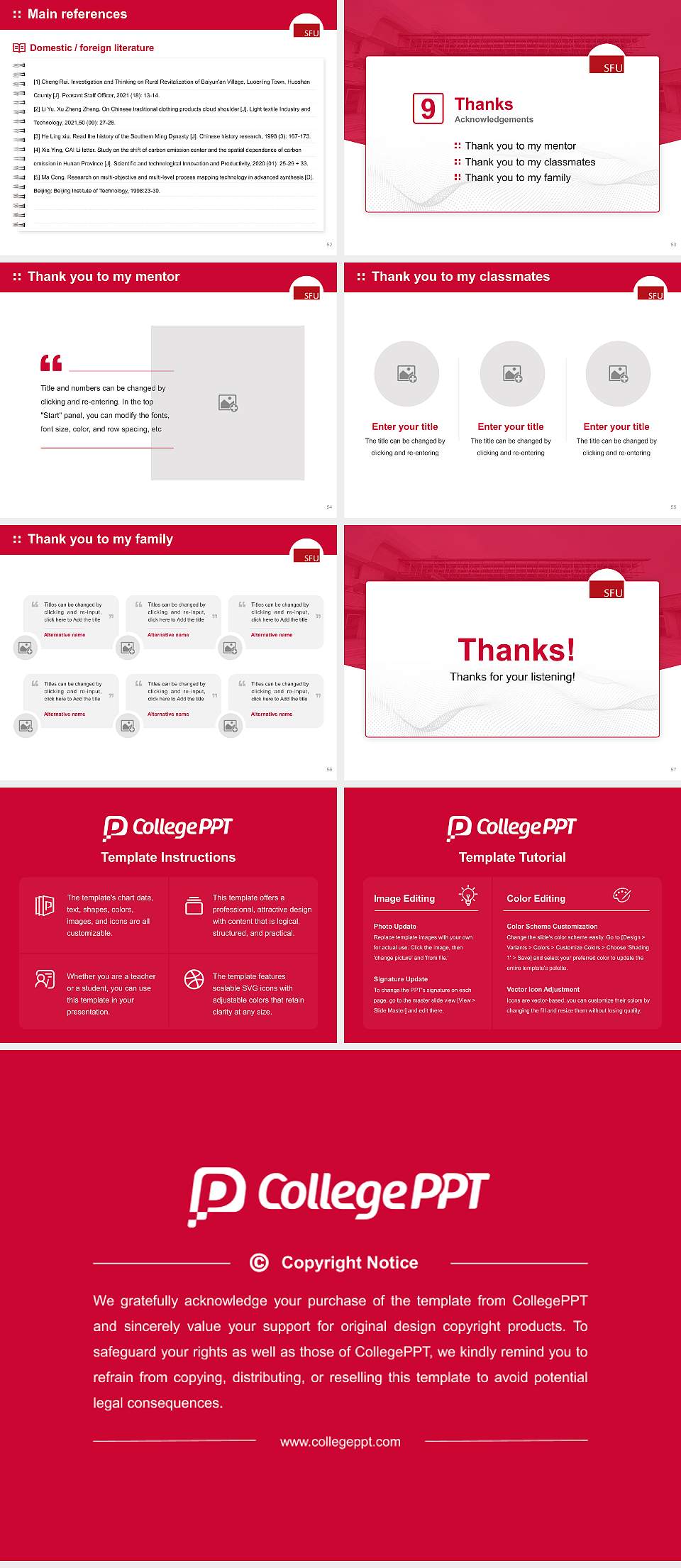 Simon Fraser University Graduation Thesis Defense PPT Template4:3 ratio PPT effect preview image7