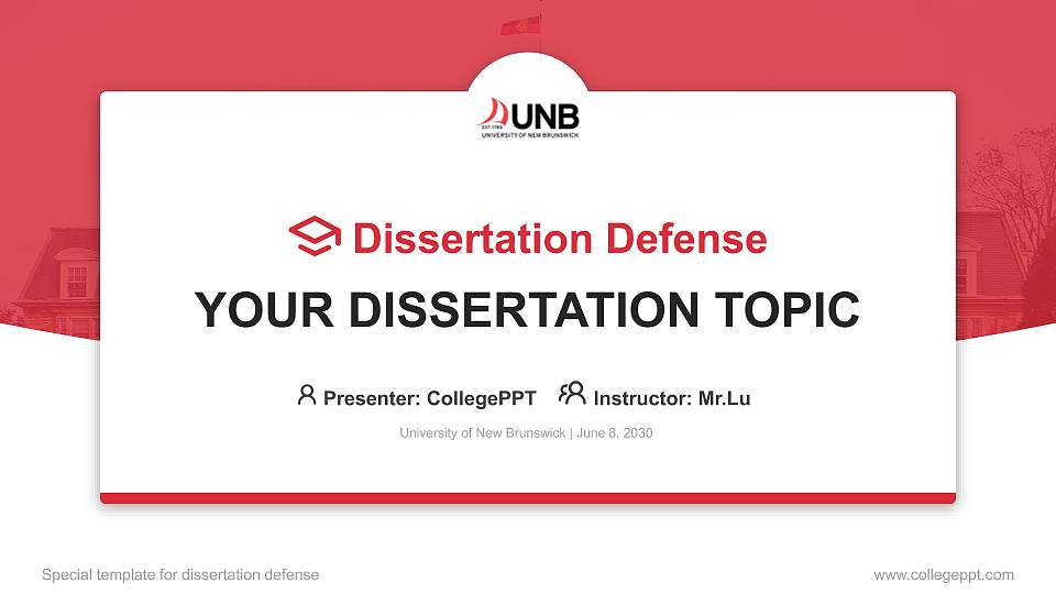 University of New Brunswick Graduation Thesis Defense PPT Template16:9 ratio PPT effect preview image