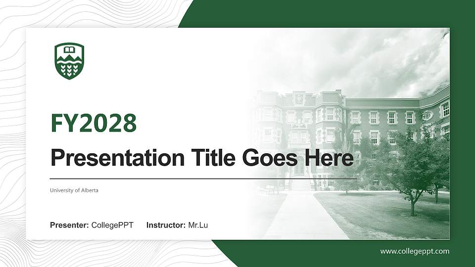 University of Alberta Academic Presentation/Research Findings Report PPT Template16:9 ratio PPT effect preview image