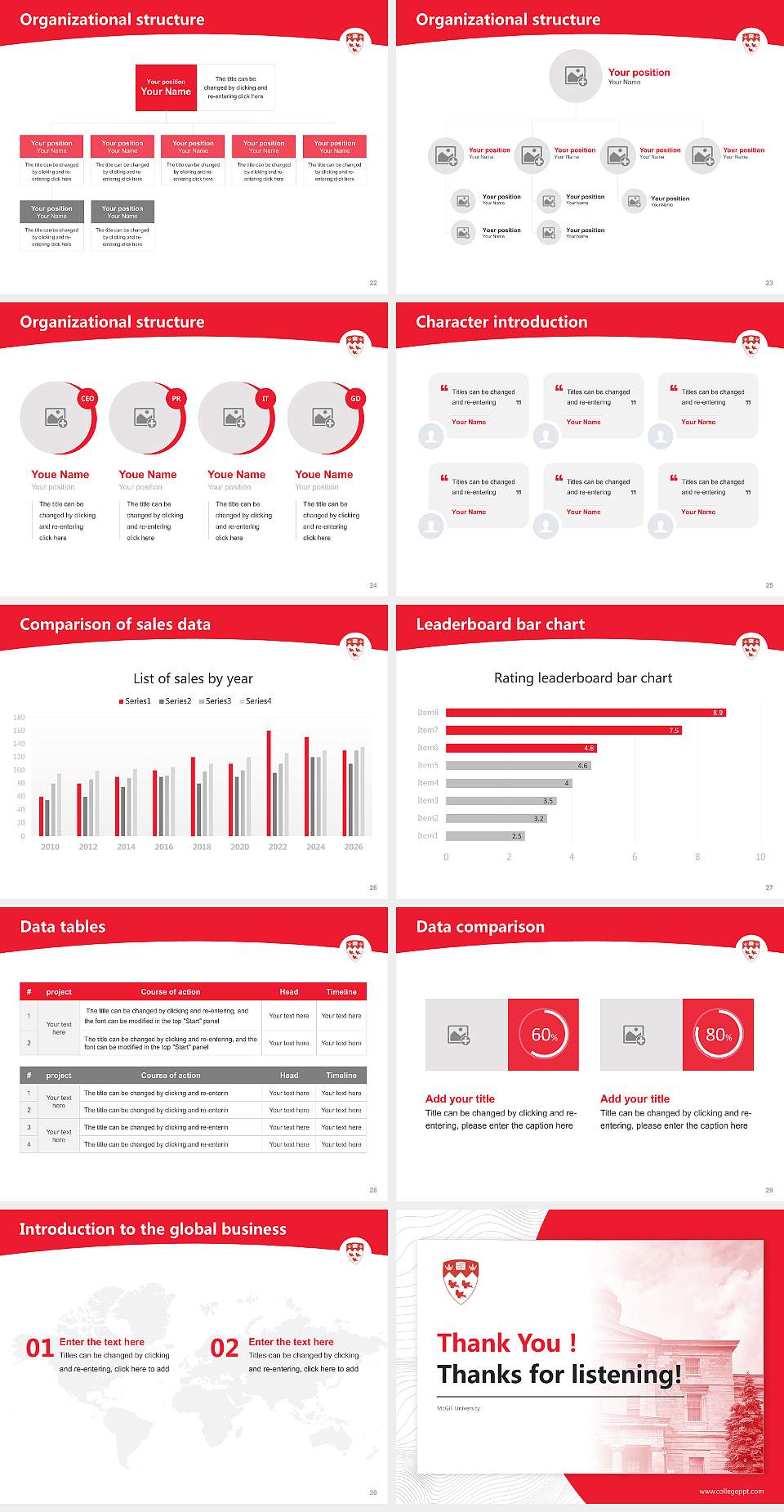 McGill University Academic Presentation/Research Findings Report PPT Template4:3 ratio PPT effect preview image4