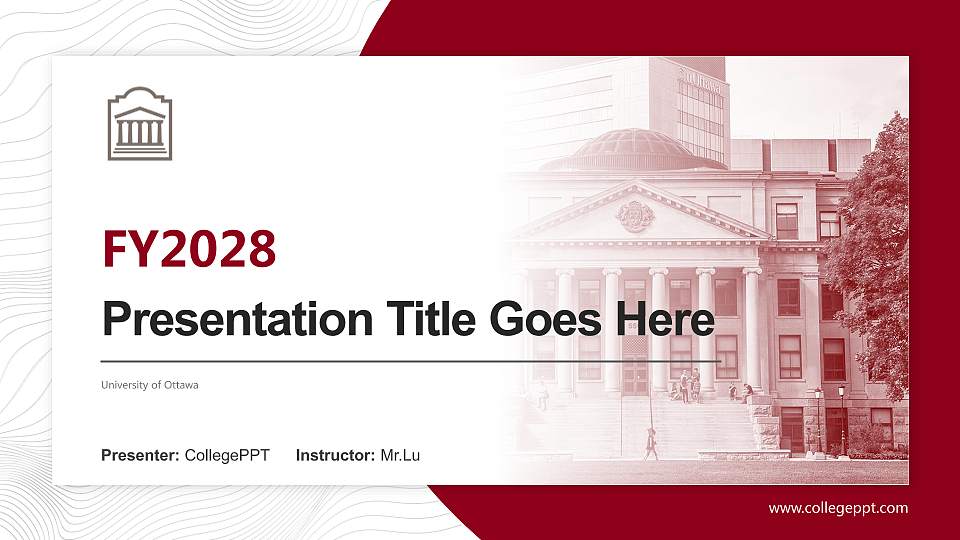 University of Ottawa Academic Presentation/Research Findings Report PPT Template16:9 ratio PPT effect preview image
