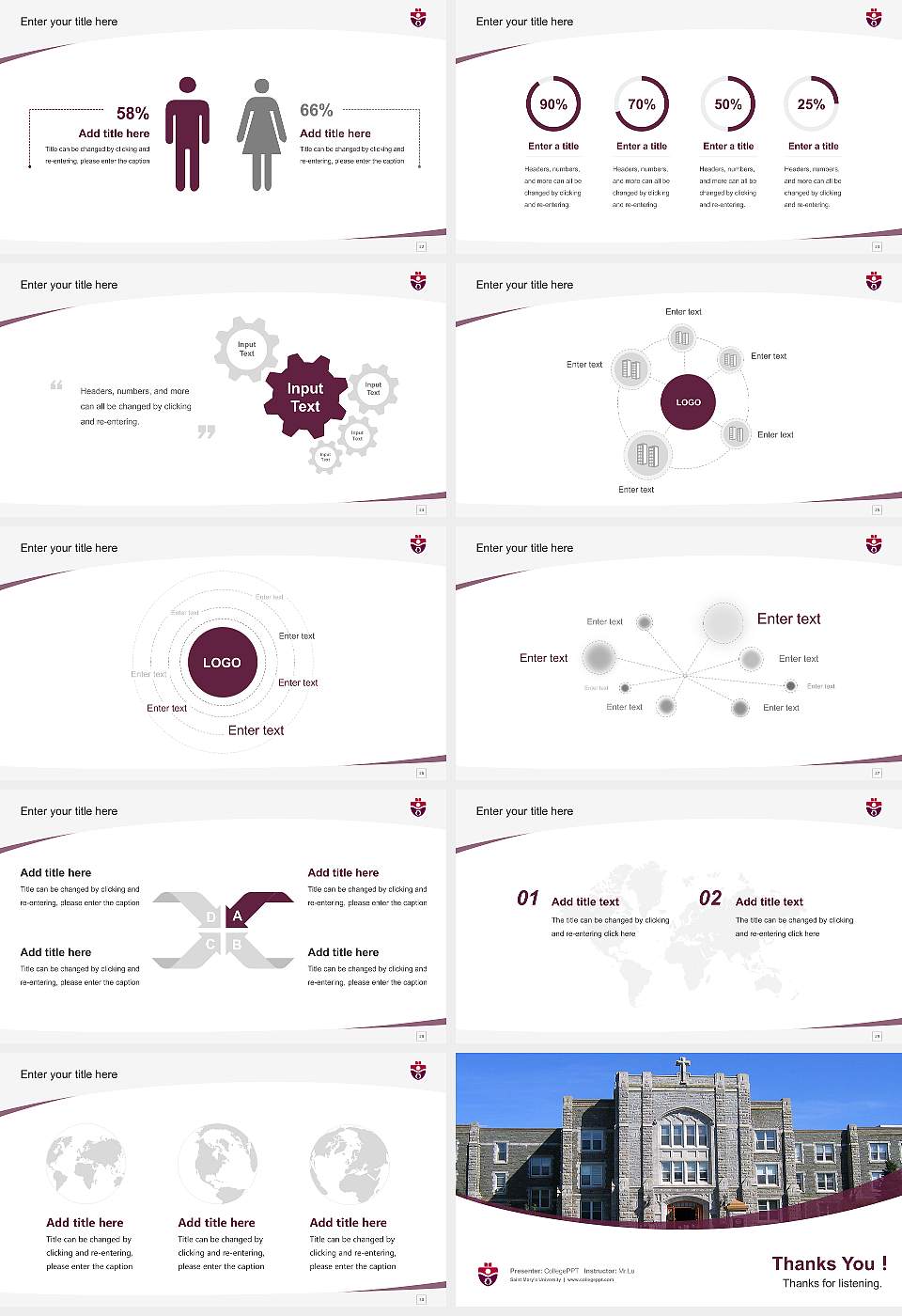 Saint Mary’s University Course/Courseware Creation PPT Template16:9 ratio PPT effect preview image4